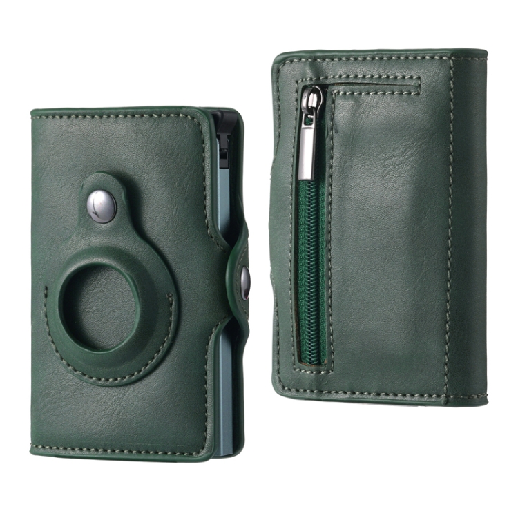 FY2108 Tracker Wallet Metal Card Holder for AirTag, Style: Crazy Horse (Green) FY2108 Tracker Wallet Metal Card Holder for AirTag, Style: Crazy Horse (Green)