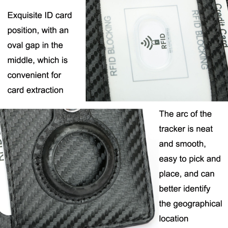 TQ-319 Anti-Theft Anti-Lost Tracker Leather Card Holder For AirTag, Style: Carbon Fiber (Gray) TQ-319 Anti-Theft Anti-Lost Tracker Leather Card Holder For AirTag, Style: Carbon Fiber (Gray)