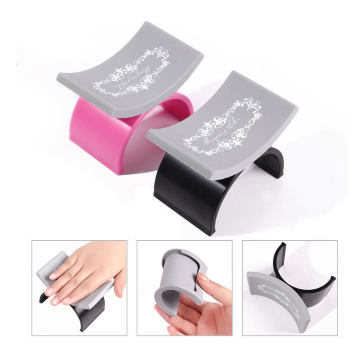 Almohada de mano de silicona en forma de U desmontable portátil para uñas, color: negro - B1