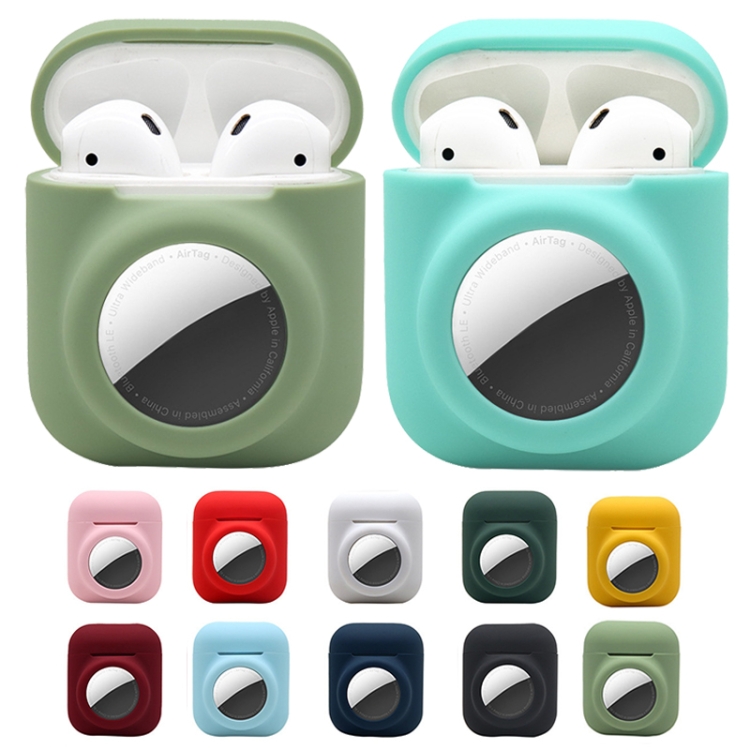 2PCS 2 In 1 Earphone Protective Case Tracker Cover For AirTag / Airpods 2(Mint Green)