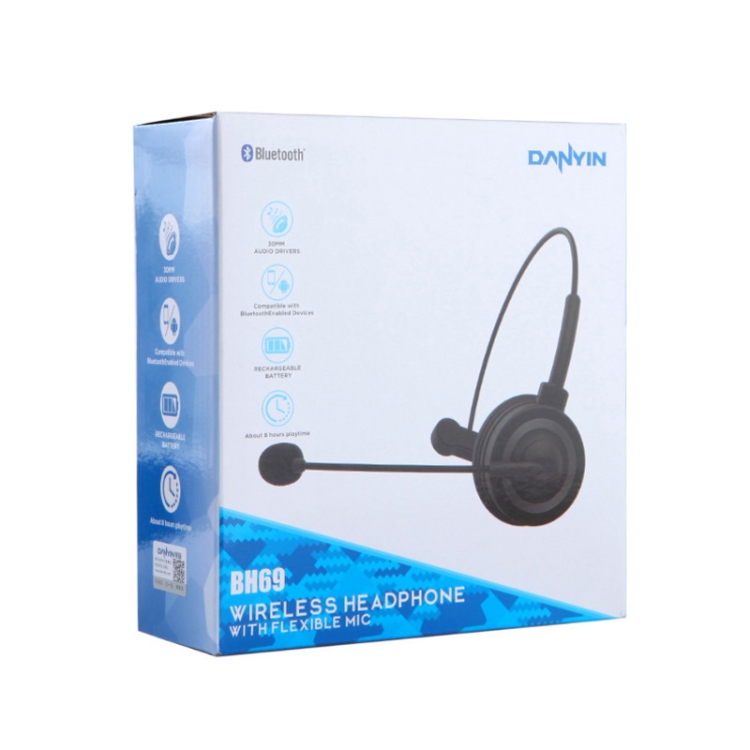 DANYIN BH69 Unilateral Bluetooth Business Talk Auriculares Servicio al cliente Wireless Voice Wheat (Negro) - B6