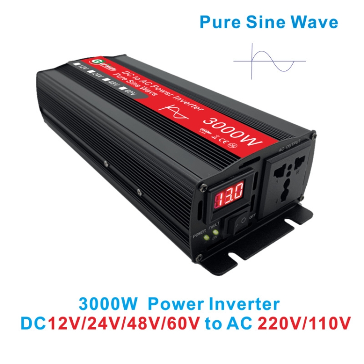 Gurxun Sine Wave Inverter 3000W 12/24/48/60V To 220V Car Boost ...