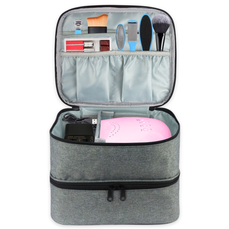 Bolsa de almacenamiento de esmalte de uñas Organizador portátil de lápiz labial de aceite esencial (gris) - B5