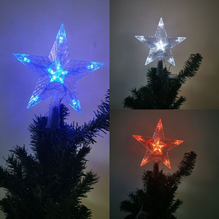 Christmas Tree Top Light LED Glowing Star Lights, Size: Small EU Plug(Red)