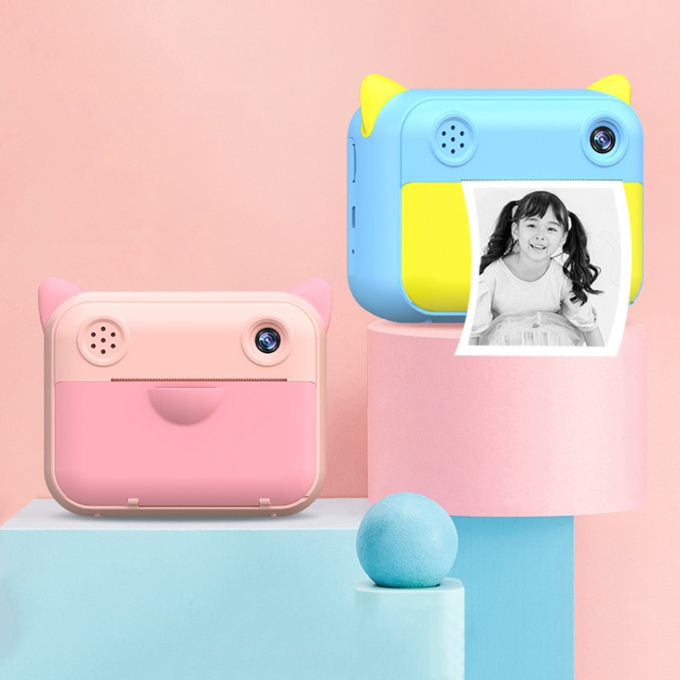 CP01 Cámara de juguete para niños con pantalla HD de 2,4 pulgadas Impresión térmica Polaroid sin tarjeta de memoria (Azul) - B1