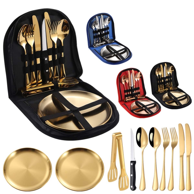 Set Di Posate Portatili In Acciaio Inossidabile Set Di Cucchiai Forchetta  Coltello Da Bistecca Occidentale, Colore: Oro Rosa Rosso