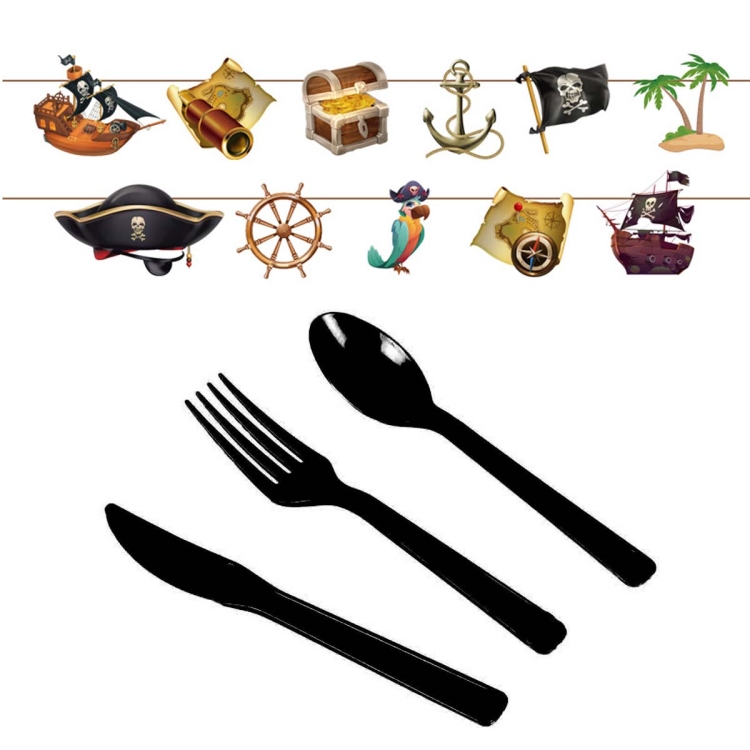 Pirate Treasure Hunt Themed Disposable Tablecloth Paper Plate Party  Supplies Set(10 People Suit)