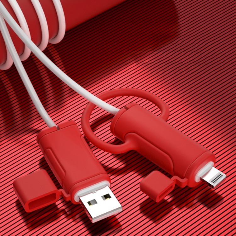 3 PCS Soft Washable Data Cable Silicone Case For Apple, Spec: USB (Red)