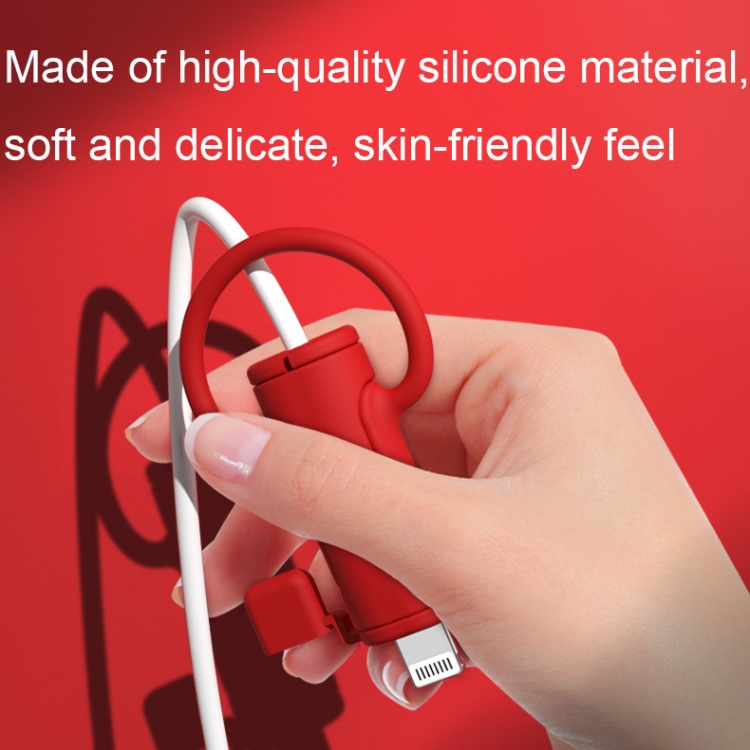 3 PCS Soft Washable Data Cable Silicone Case For Apple, Spec: USB (Red)