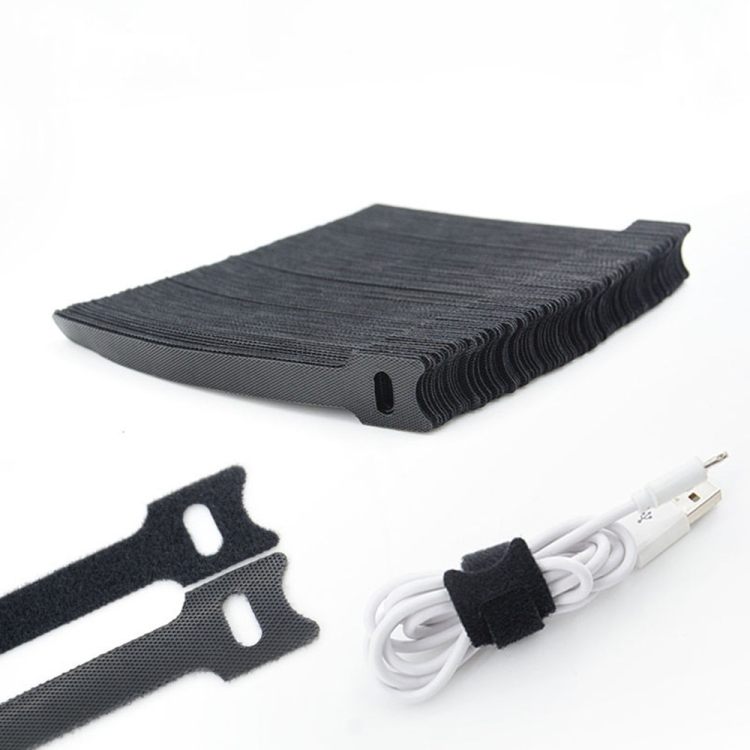 50 PCS  T-shape Self-Adhesive Data Cable Organizer Bundles 12 x 120mm Black