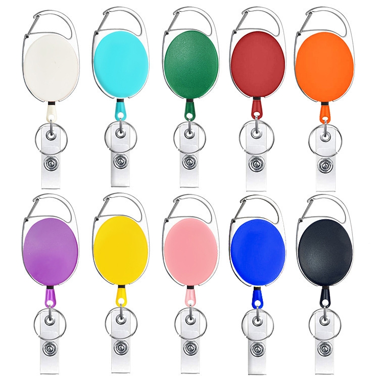Square Metal Retractable Pull Key Ring Id Badge Lanyard Name Tag Card  Holder Reel Belt Clip Attachment Buckle Keychain
