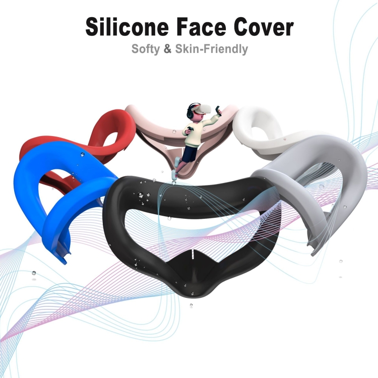 Máscara de ojo de silicona VR + cubierta protectora de lente + sombrero de joystick, para Oculus Quest 2 (negro) - B1