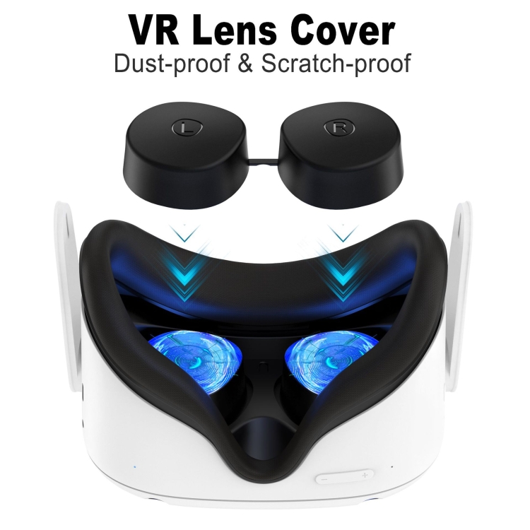 Máscara de ojo de silicona VR + cubierta protectora de lente + sombrero de joystick, para Oculus Quest 2 (negro) - B2