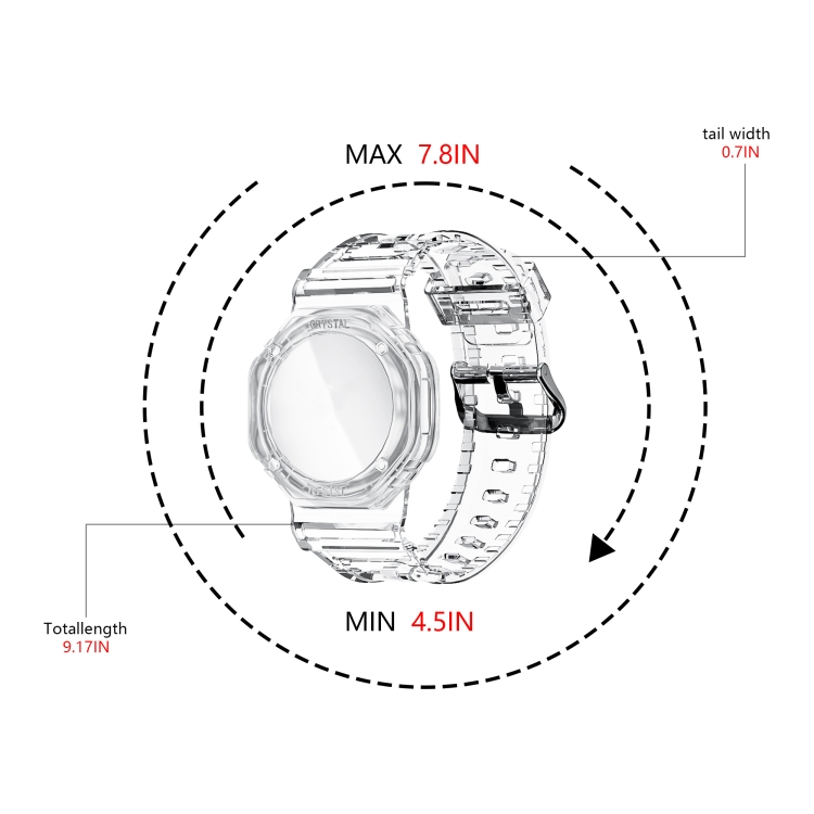 TPU Glacier Strap Child Adult GPS Finder Wristband for AirTag Tracker, Color: Transparen Black TPU Glacier Strap Child Adult GPS Finder Wristband for AirTag Tracker, Color: Transparen Black