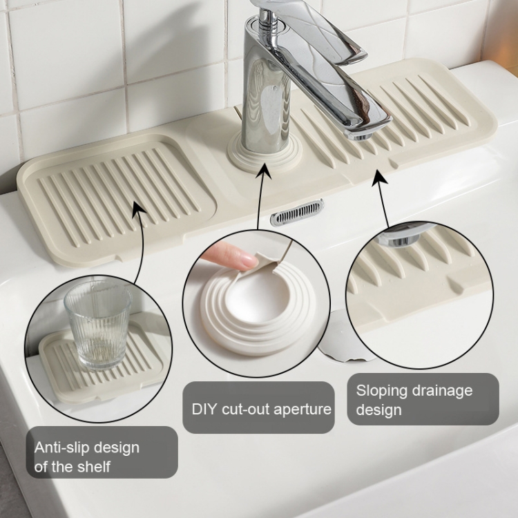 Tapis de vidange en silicone pour robinet, tapis de savon anti-éclaboussures  pour évier de cuisine, taille : extra large (gris foncé).