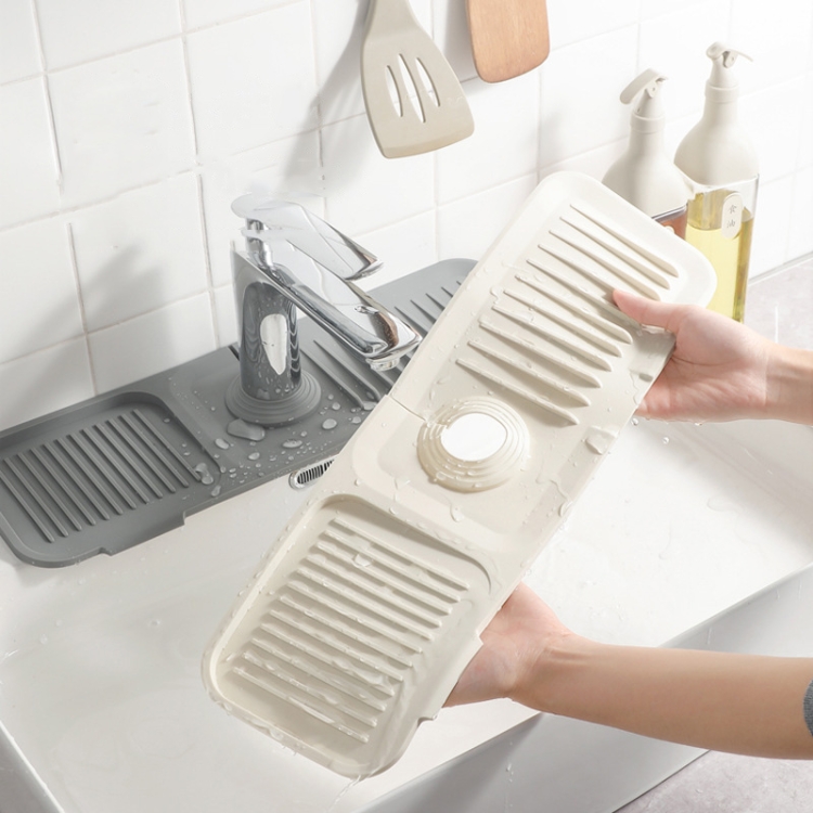 Tapis de vidange en silicone pour robinet, tapis de savon anti-éclaboussures  pour évier de cuisine, taille : extra large (gris foncé).