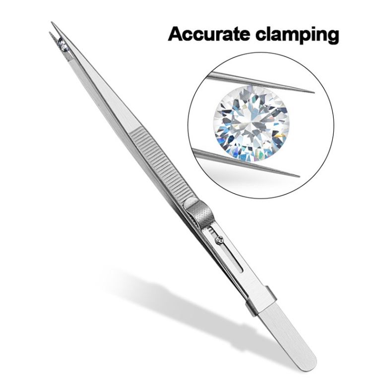 Diamond Jewellery Tweezers With Slotted Stainless Steel Tweezers ,Spec