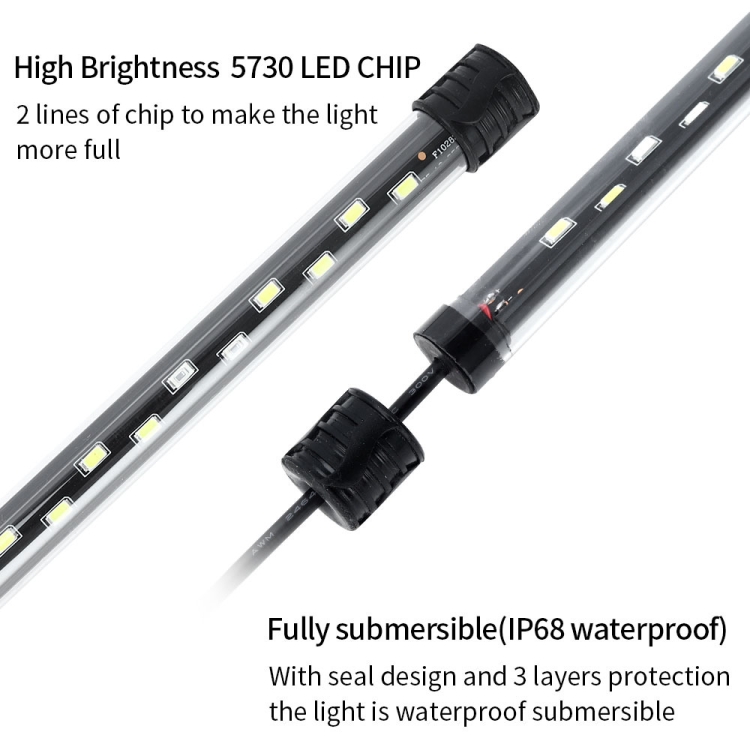 Q20W Luz blanca 90-260V Luz de buceo para acuario Luz LED para tanque de peces (enchufe de EE. UU.) - B3