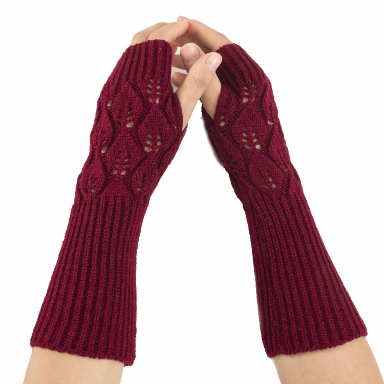 Jacquard Wrist Protector, Fingerless Wool Gloves