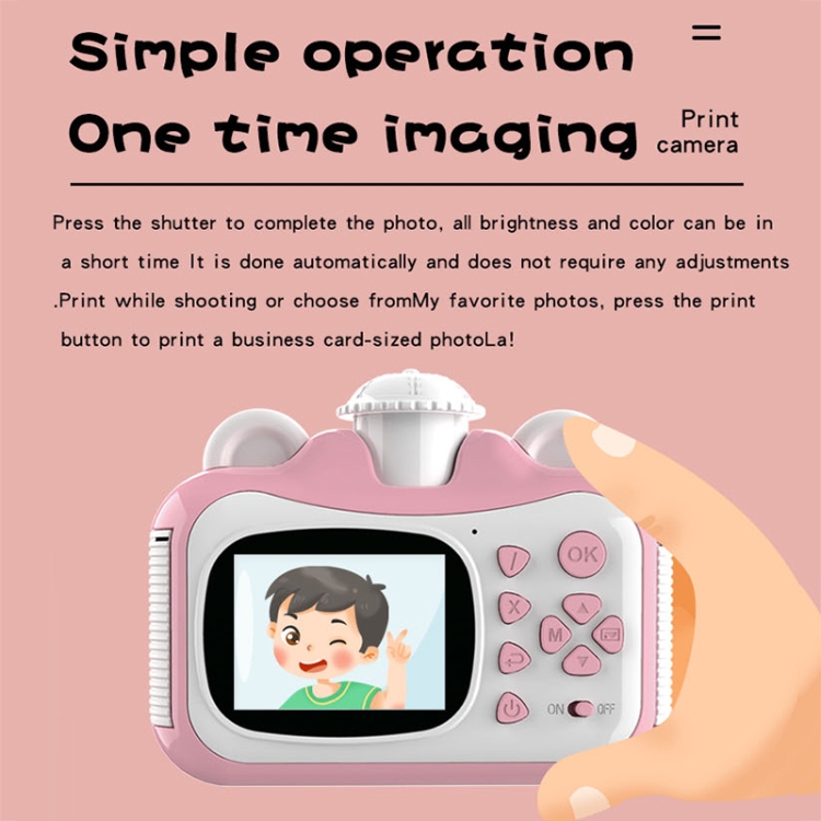 KX01-1 Cámara digital para niños en color con foto y video inteligente sin tarjeta de memoria (rosa + blanco) - B4