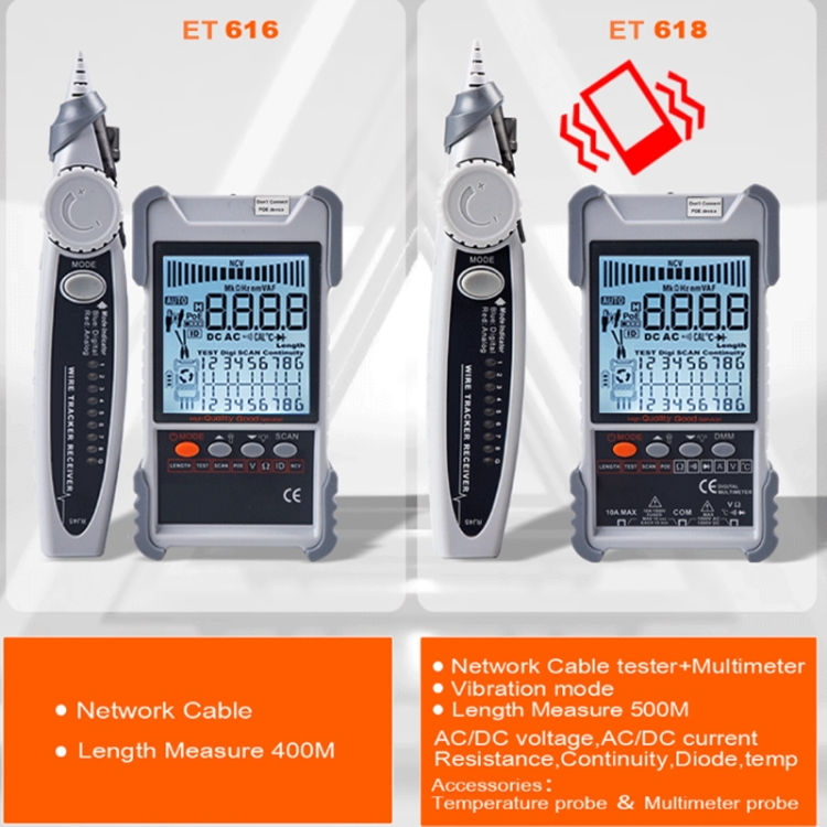 ET616 Rechargeable and Adjustable Network Cable Tester Wire Tracker POE ...