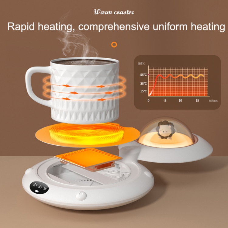 Cartoon Heated Cup Pad UFO Insulated And Constant Temperature Coaster with Night  Light, US Plug(Yellow)