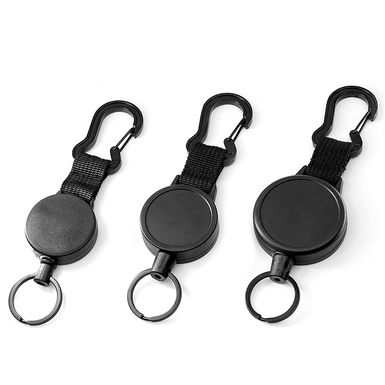 Heavy-Duty Retractable Key Chain Retractable Key with 39 Inches Steel Wire  Rope, Black (1) 