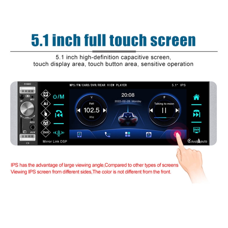 A2905 5.1 inch IPS Capacitive Screen Single Butt Carplay Player, Style ...