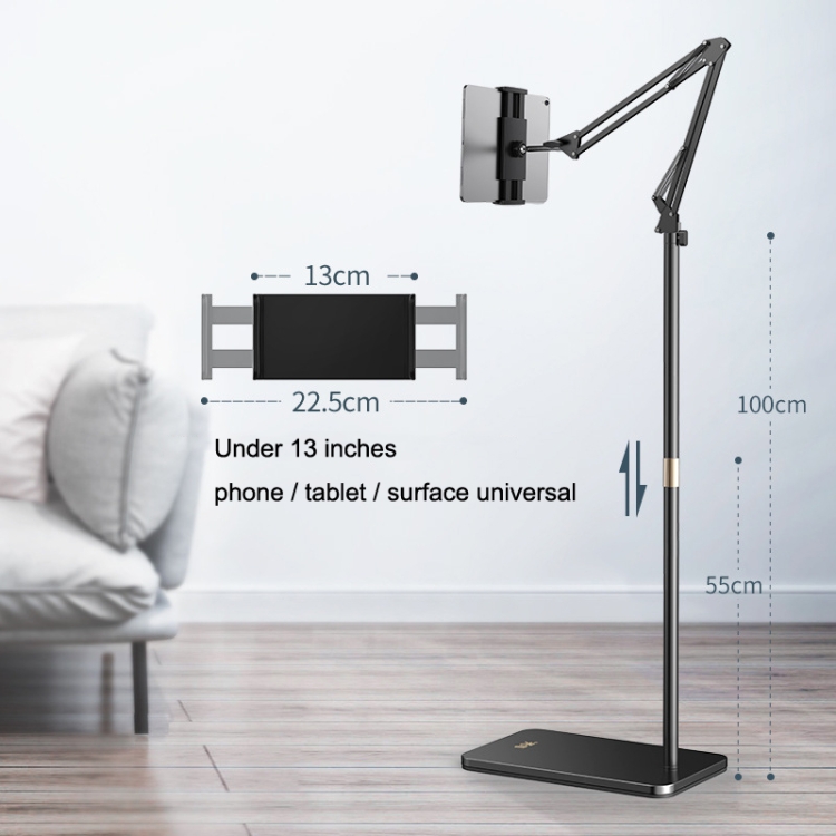 SSKY L10 Home Cantilever Ground Phone Holder Tablet Support Holder, Style: Retractable (Black) SSKY L10 Home Cantilever Ground Phone Holder Tablet Support Holder, Style: Retractable (Black)