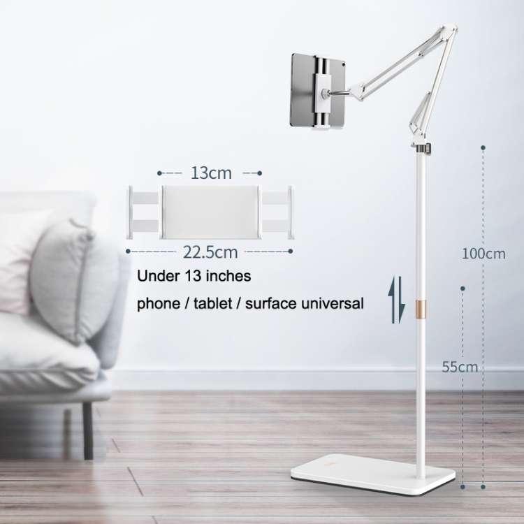 SSKY L10 Home Cantilever Ground Phone Holder Tablet Support Holder, Style: Retractable (White) SSKY L10 Home Cantilever Ground Phone Holder Tablet Support Holder, Style: Retractable (White)