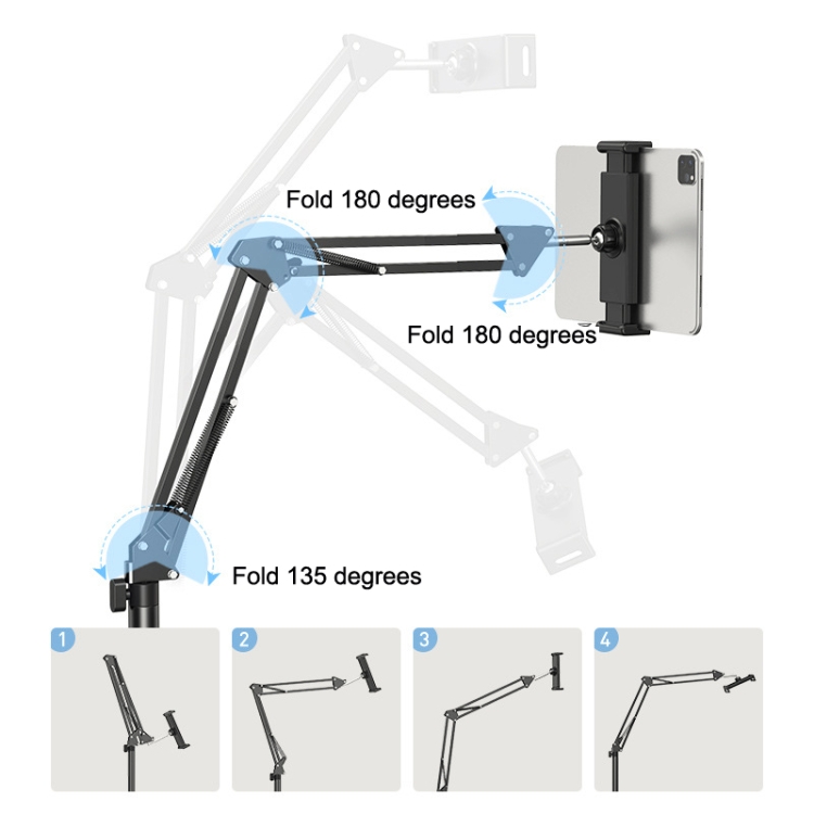 SSKY L10 Home Cantilever Ground Phone Holder Tablet Support Holder, Style: Fixed+Phone Clip (Black) SSKY L10 Home Cantilever Ground Phone Holder Tablet Support Holder, Style: Fixed+Phone Clip (Black)