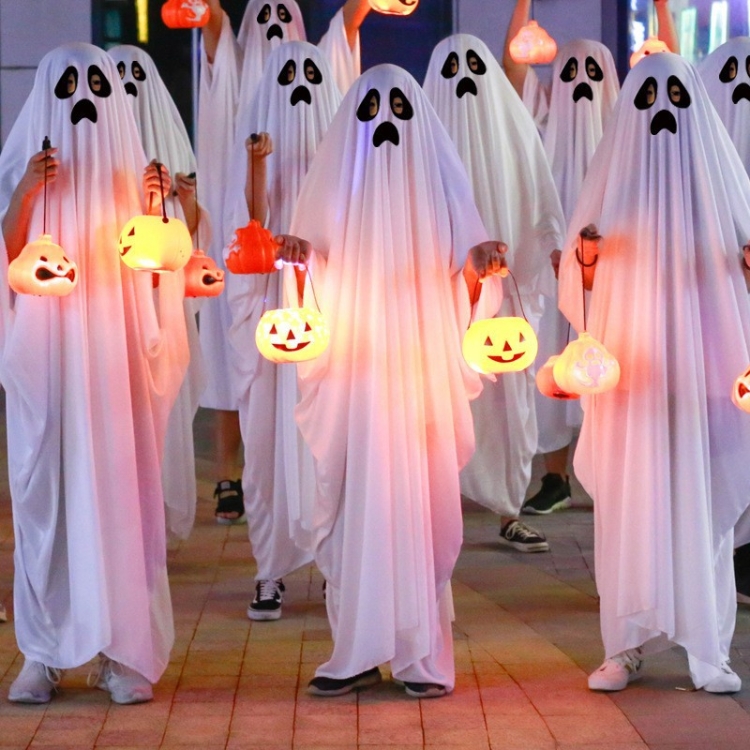 Halloween Abbigliamento per bambini Ragazzi Ragazze Mantello con mantello  fantasma, Taglia: L （149 cm） (modello nero)