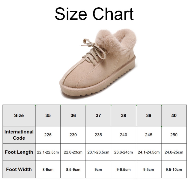 C12 Herfst en Winter Pluche Warme Veters Snowboots Casual Katoenen Schoenen Maat 35 Beige