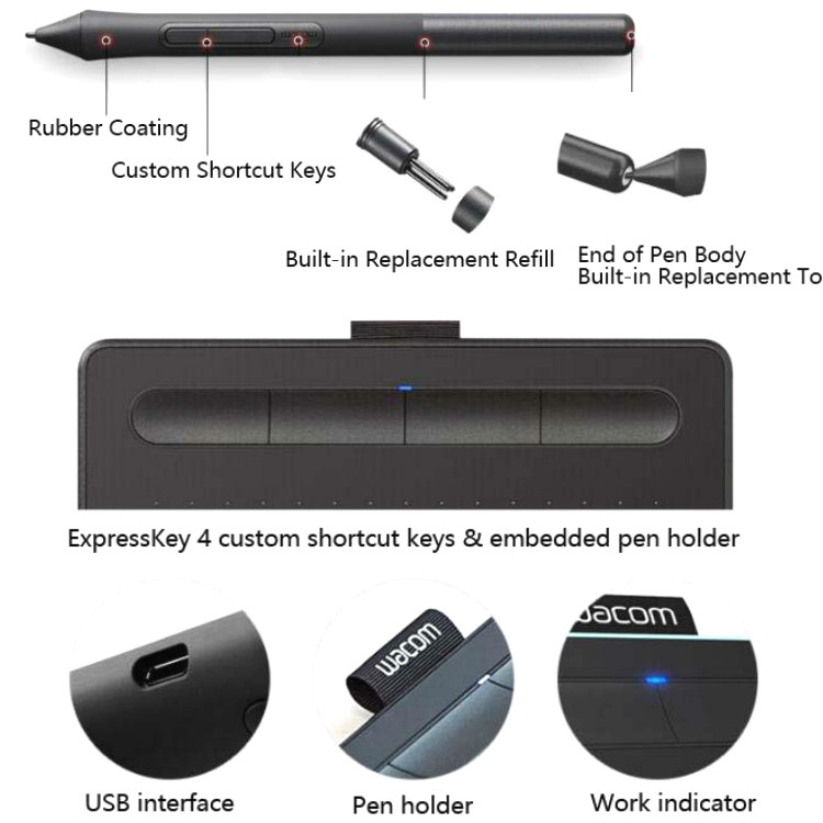Tablero de dibujo manual digital USB Wacom HCTL6100 - 3