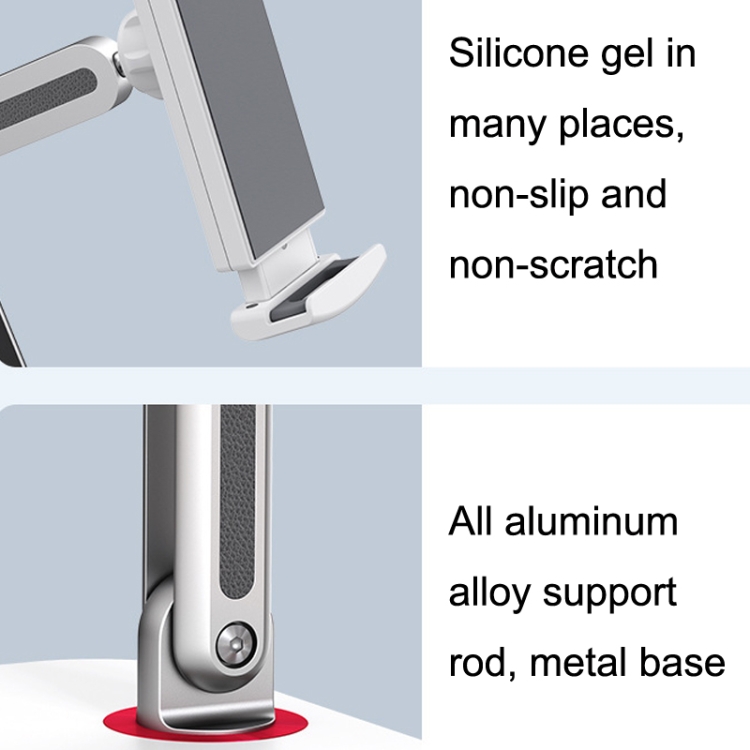SSKY X38 Desktop Phone Tablet Stand Folding Online Classes Support, Style:  Long Arm Charging Version (White)