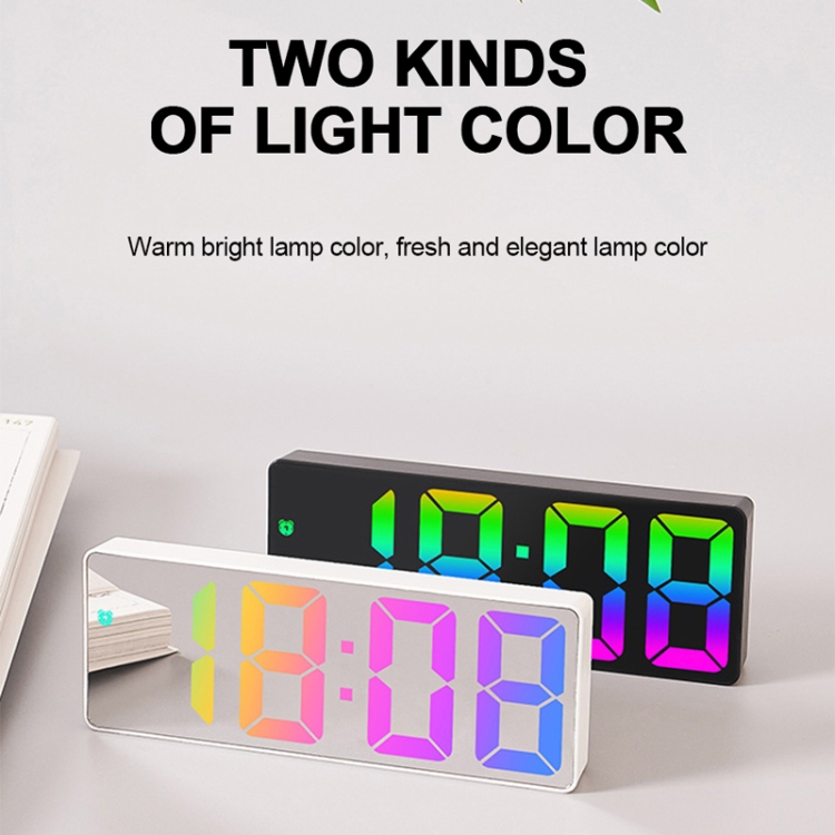 8082T Previsioni meteo Orologio LED Schermo a colori Calendario perpetuo  Temperatura e umidità Controllo vocale intelligente Allarme elettronico  Cloc, Specifica: Nero + USB