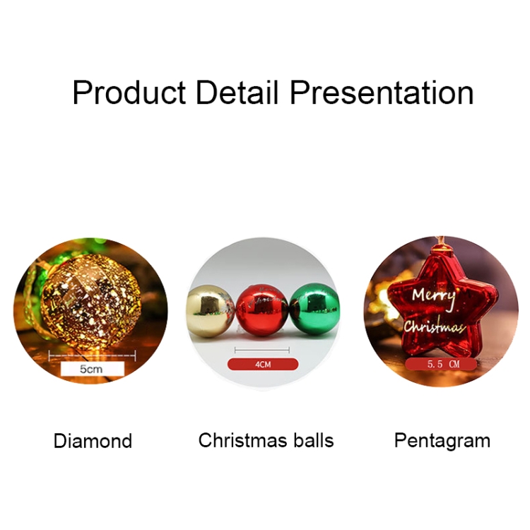 LED Christmas Decorative Ball Lights Scene Arrangement Lantern String, Spec:  Battery Type 6m(Pentagram)