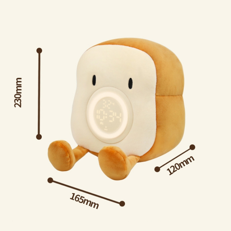 F-CL-02 Plush Toast Mute Vibration Alarm Lamp Children Sleeping Bedroom Night Light(Open Eyes) - B2