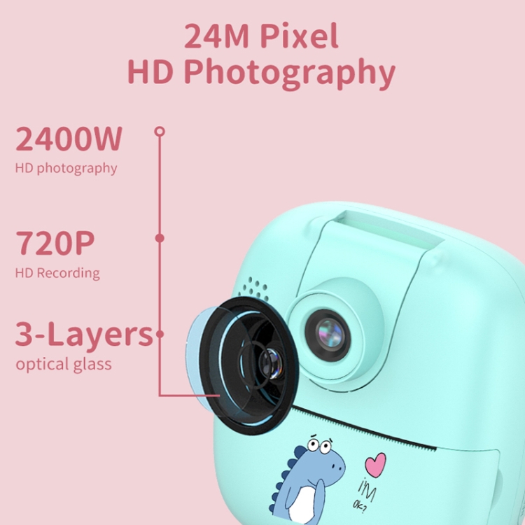 Cámara digital para niños con dibujos animados A18 HD imprimible con lente giratoria, especificaciones: rosa - B2