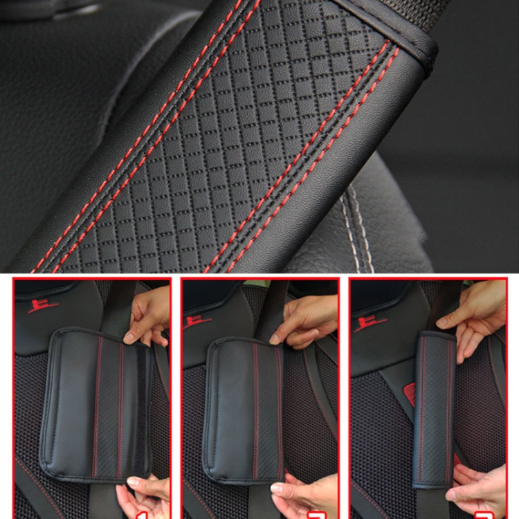 Faserleder geprägter Autositzgurt Schulterschutz 6,5 x 23 cm (Weinrot)