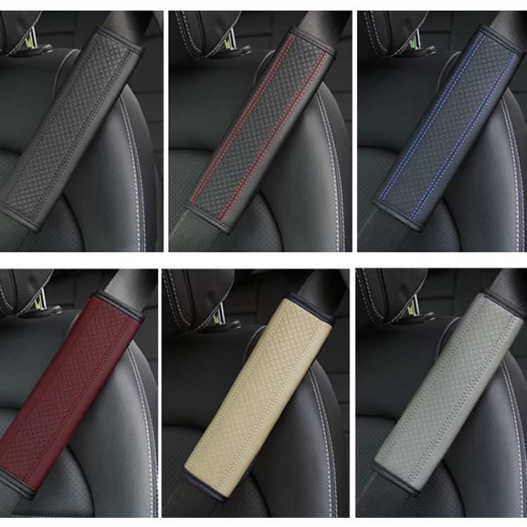 Faserleder geprägter Autositzgurt Schulterschutz 6,5 x 23 cm (grau)