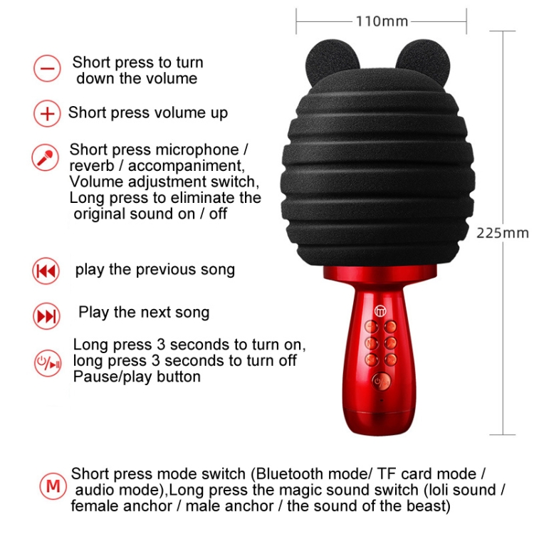 K55 Micrófono de karaoke inalámbrico Bluetooth Home Singing Machine Speaker (Negro) - B2