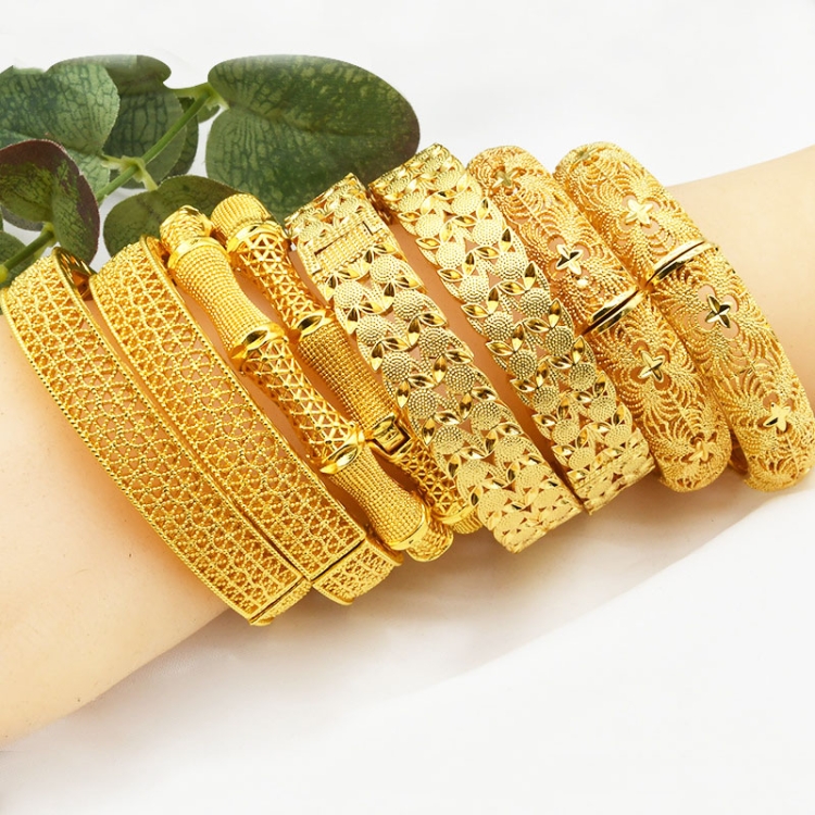 B117 24K Gold Plated Bracelets Women Wedding Sand Gold Bracelet