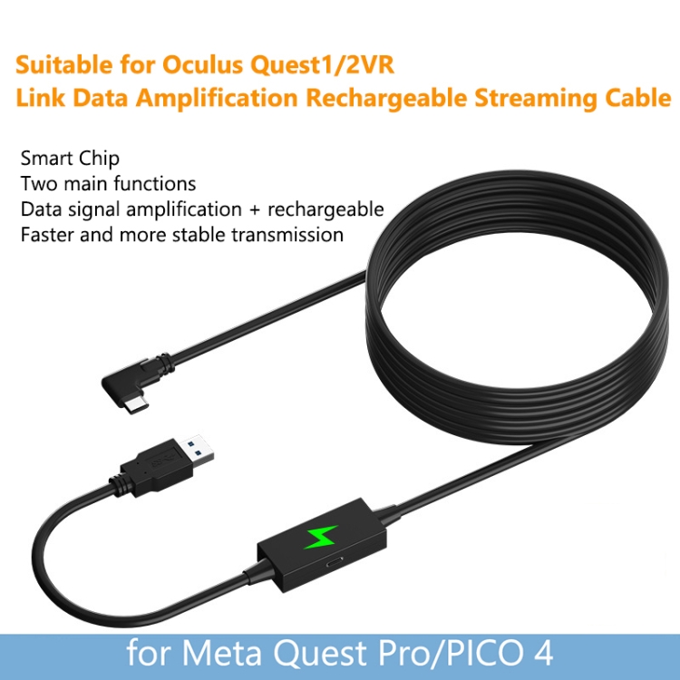 Para Meta Quest Pro USB a Type-C VR Auriculares Cable de línea de datos 5m - B1