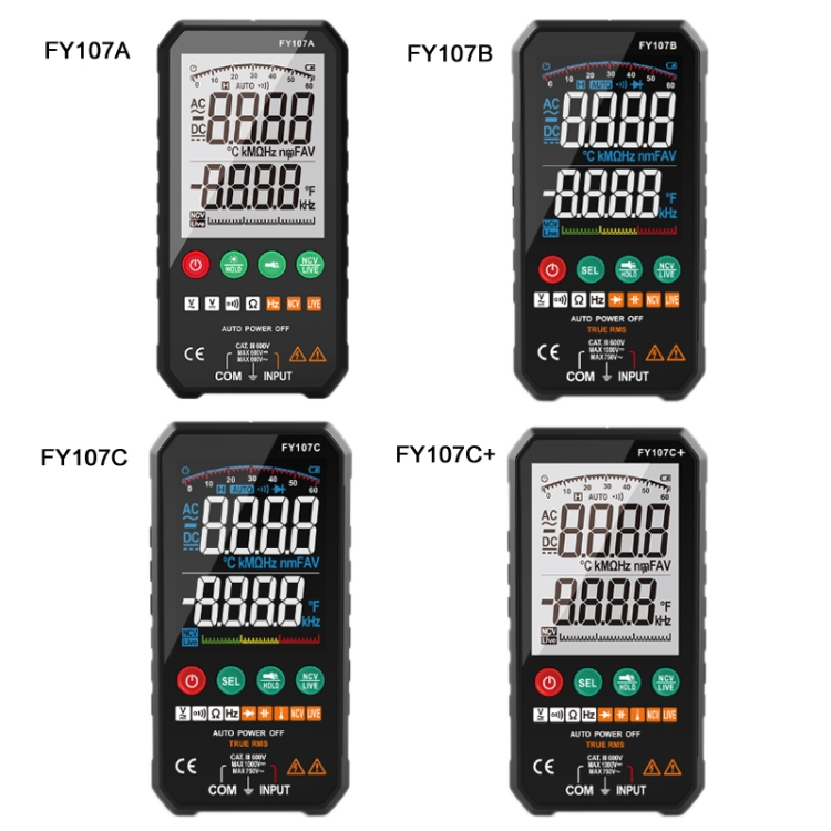 FY107C Automatic/Manual Colour Screen High Precision Intelligent Portable Digital Multimeter With Temperature Capacitive Diodes - B1