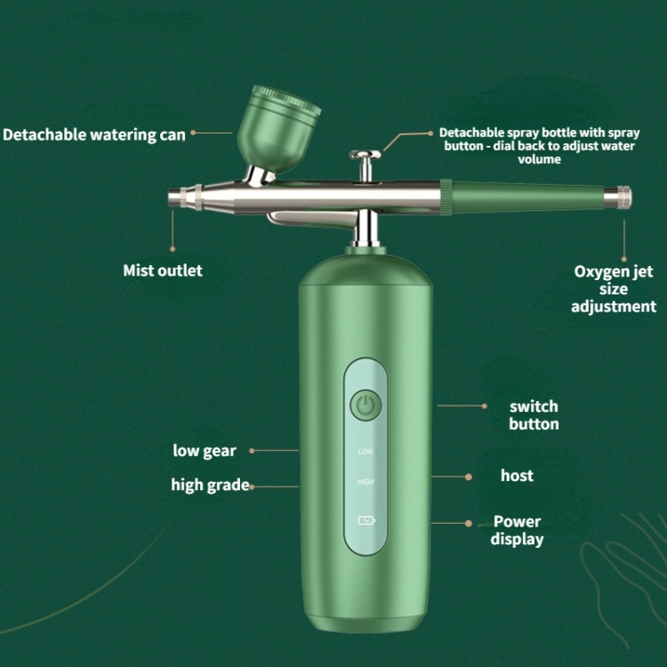 Pulverizador de mano para el hogar, instrumento de belleza de hidratación de oxígeno a alta presión para la cara (2133 verde) - B1