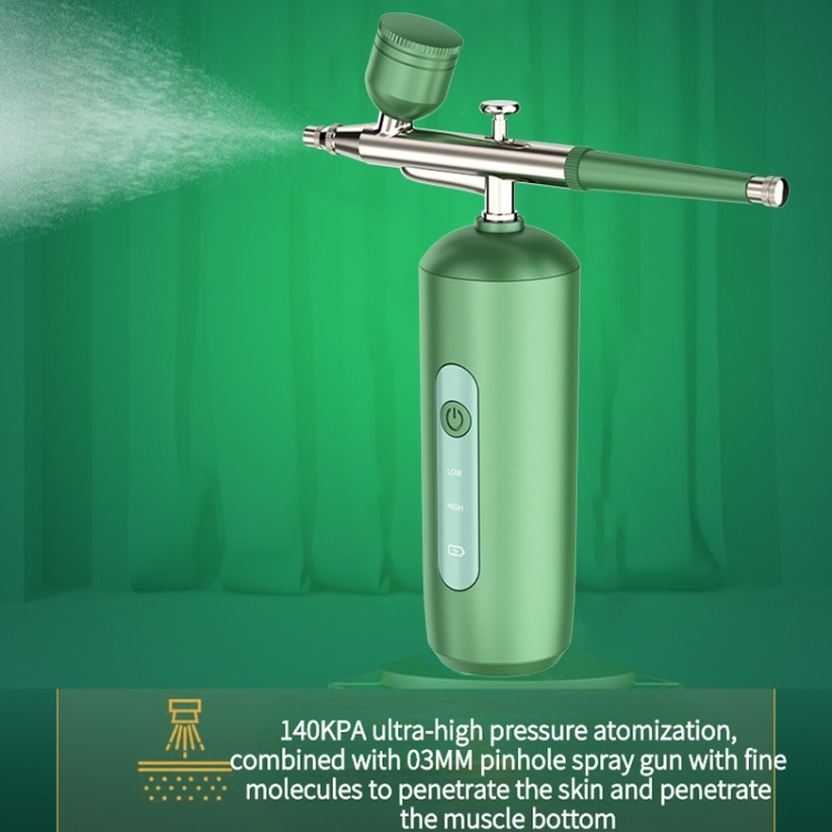 Pulverizador de mano para el hogar, instrumento de belleza de hidratación de oxígeno a alta presión para la cara (2133 verde) - B2