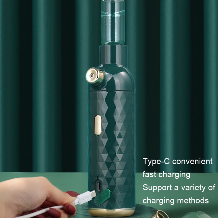 Oxigenador portátil Atomización de hidratación de alta presión Vaporizador facial de mano (verde oscuro) - B4