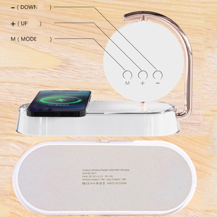 K01T 15W 3 In 1 Mobile Phone Wireless Charging with Alarm Clock and Night Light(White) K01T 15W 3 In 1 Mobile Phone Wireless Charging with Alarm Clock and Night Light(White)