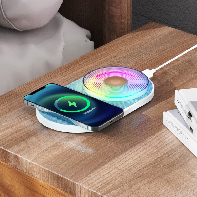 K29T 15W Cell Phone Wireless Charging With Seven-Color Night Light, Color: Woodgrain K29T 15W Cell Phone Wireless Charging With Seven-Color Night Light, Color: Woodgrain